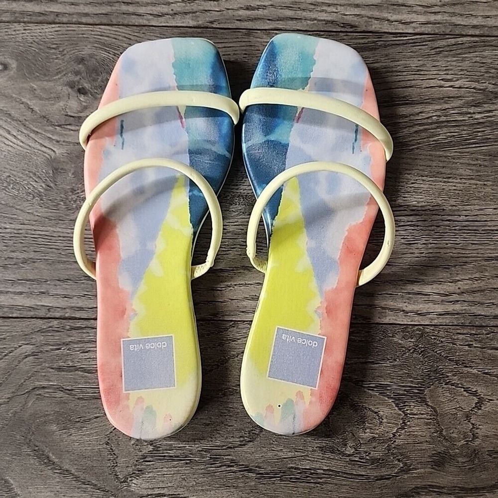Dolce Vita Lester Strappy Square Toe Funfetti Easter Aqua Color Sandals Size 6.5